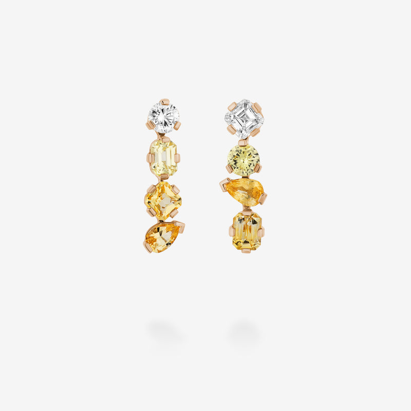 18K Rose Gold-Diamond & Yellow Sapphires