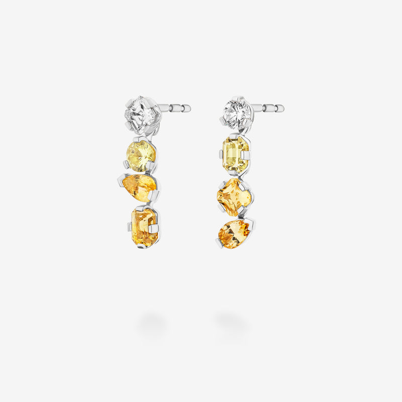 18K White Gold-Diamond & Yellow Sapphires