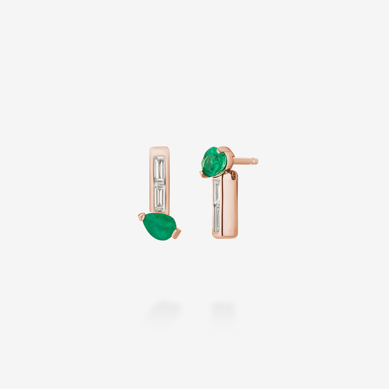18K Rose Gold-Emerald