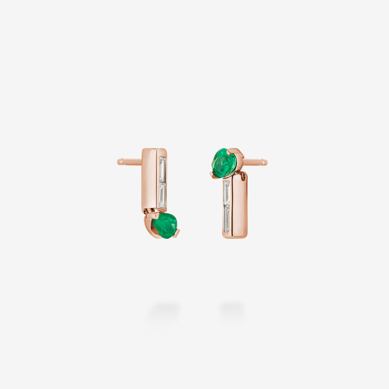 18K Rose Gold-Emerald