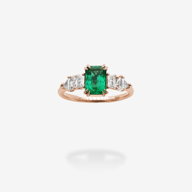 18K Rose Gold-Emerald
