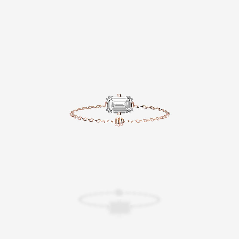 18K Rose Gold-Emerald Cut