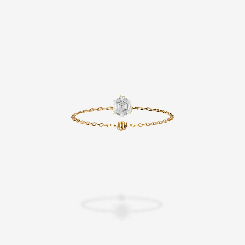 18K Yellow Gold-Hexagon