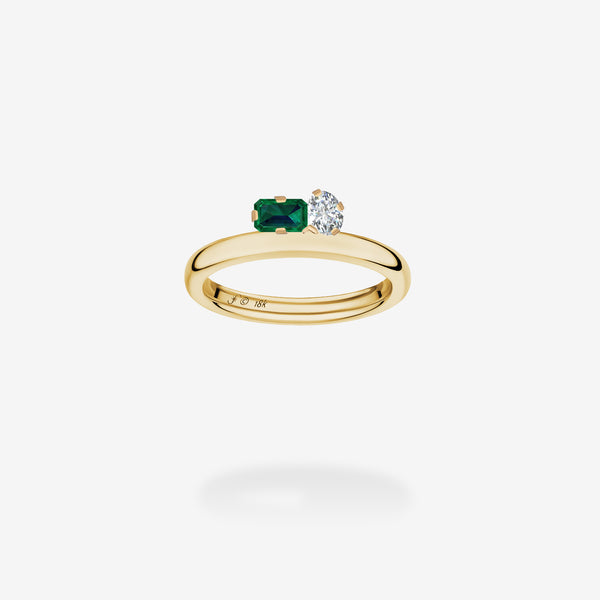 18K Yellow Gold-Diamond & Emerald