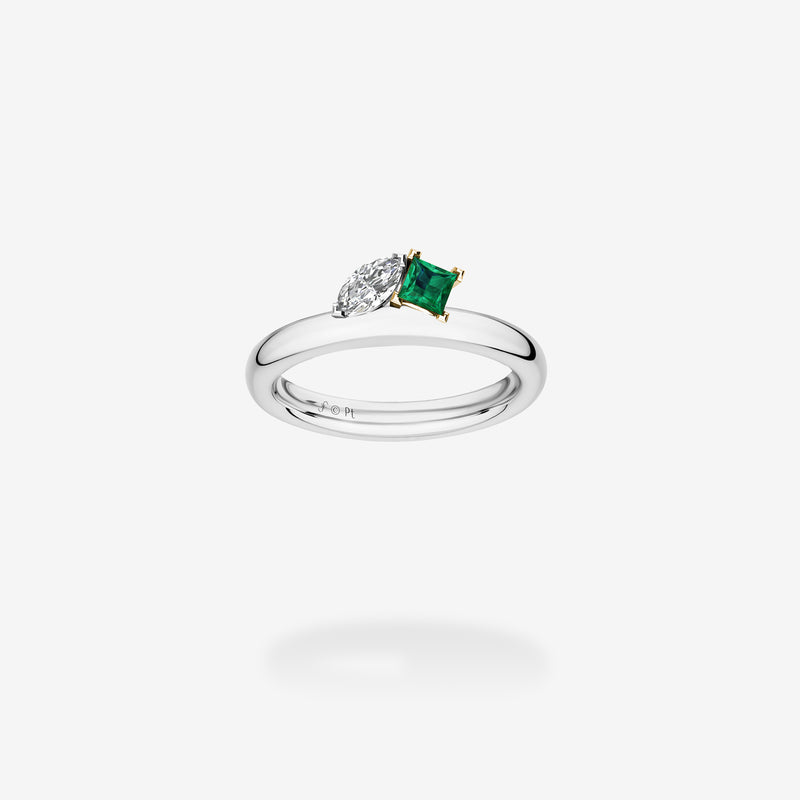 Platinum & 18K Yellow Gold-Diamond & Emerald