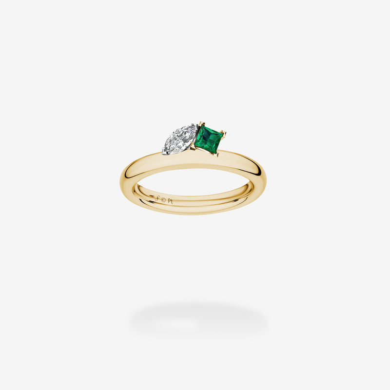 18K Yellow Gold & Platinum-Diamond & Emerald