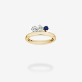 18K Yellow Gold & Platinum-White Diamonds & Blue Sapphire