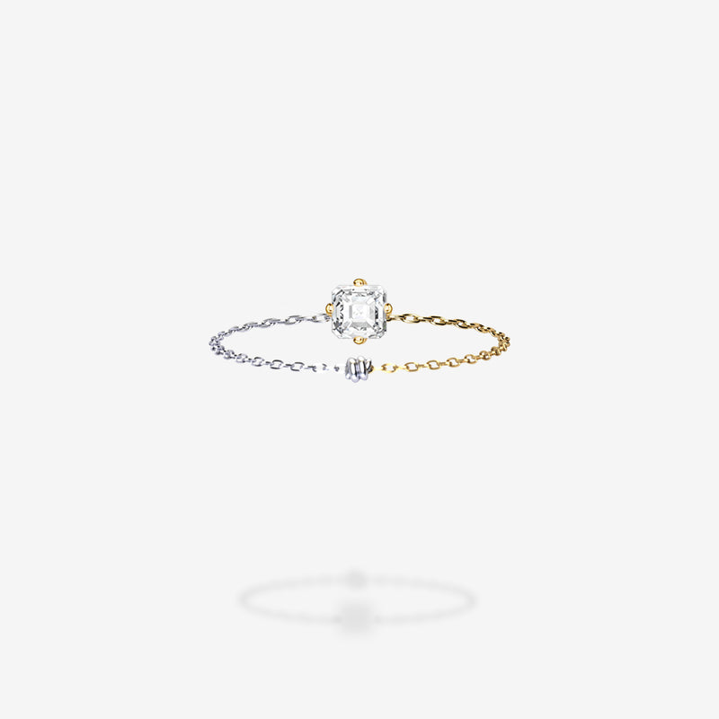 18K White Gold & Yellow Gold-Asscher