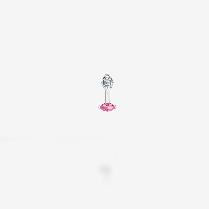 18K White Gold-Diamond & Pink Sapphire