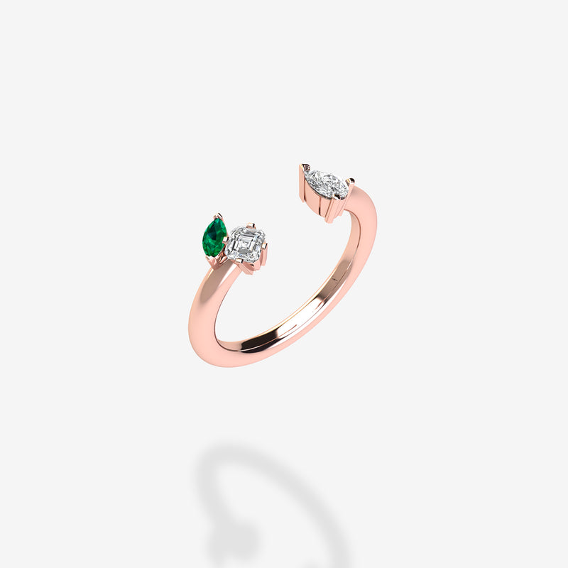 18K Rose Gold-Diamond & Emerald